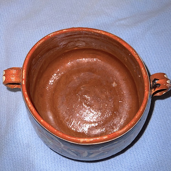 Mid Century Tlaquepaque Bean Pot Redware Pottery Mexico Hand Painted Vintage - Picture 8 of 12